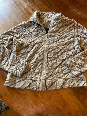 Quilted Taupe Zip-Front Bomber Jacket